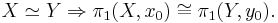 X \simeq Y \Rightarrow \pi_1(X,x_0) \cong \pi_1(Y,y_0).