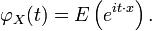 
\varphi_X(t)=E\left(e^{it\cdot x}\right).