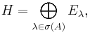 H = \bigoplus_{\lambda\in \sigma(A)} E_\lambda,