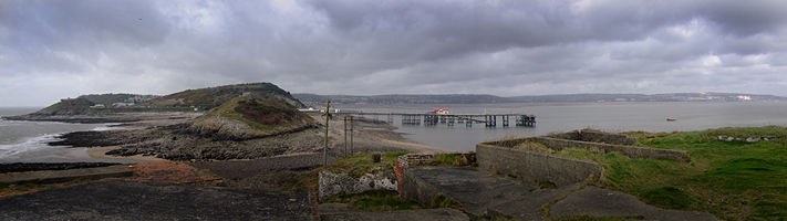 Bracelet Bay, Mumbles and Swansea Bay, seen from the Mumbles Lighthouse.