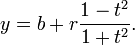  y = b + r \frac{1-t^2}{1+t^2}.