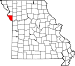 Map of Missouri highlighting Platte County