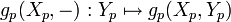 g_p(X_p,-)�: Y_p \mapsto g_p(X_p,Y_p)