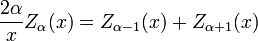 \frac{2\alpha}{x} Z_\alpha(x) = Z_{\alpha-1}(x) + Z_{\alpha+1}(x)