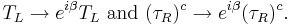 T_L\rightarrow  e^{i\beta}T_L\text{ and }(\tau_R)^c\rightarrow e^{i\beta}(\tau_R)^c.