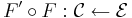 F' \circ F�: \mathcal{C} \leftarrow \mathcal{E}