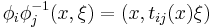 \phi_i\phi_j^{-1}(x, \xi) = (x, t_{ij}(x)\xi)