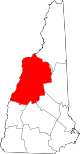 Map of New Hampshire highlighting Grafton County