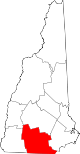 Map of New Hampshire highlighting Hillsborough County