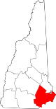 Map of New Hampshire highlighting Rockingham County