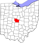 Map of Ohio highlighting Delaware County