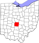 Map of Ohio highlighting Franklin County