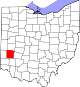 Map of Ohio highlighting Montgomery County