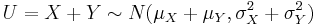 U = X + Y \sim N(\mu_X + \mu_Y, \sigma^2_X + \sigma^2_Y)