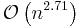 \mathcal{O}\left( {n^{2.71}} \right)