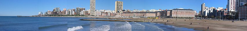 Panoramic view of Bristol Beach in the city of Mar del Plata.