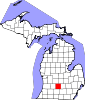 Map of Michigan highlighting Eaton County