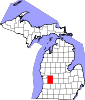 Map of Michigan highlighting Kent County