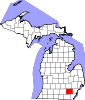 Map of Michigan highlighting Washtenaw County