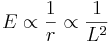 E \propto {1\over r} \propto {1 \over L^2}