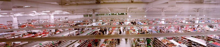 The interior of the Asda store at Liscard, Merseyside, taken from the store's staff and visitor reception area.