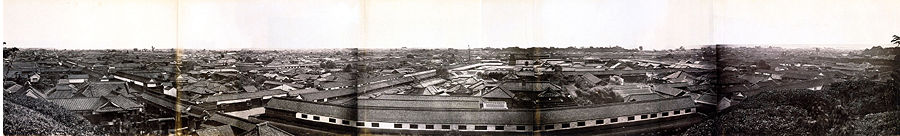 Panorama of Edo (now Tokyo), 1865 or 1866. Five albumen prints joined to form a panorama.