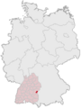 Map of Germany, Position of Ulm highlighted