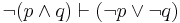 \neg (p \land q) \vdash (\neg p \lor \neg q)