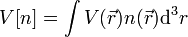 V[n] = \int V(\vec r) n(\vec r){\rm d}^3r 