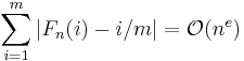 \sum_{i=1}^m|F_n(i) - i/m| = \mathcal{O}(n^e)