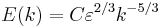 E(k) = C \varepsilon^{2/3} k^{-5/3} 