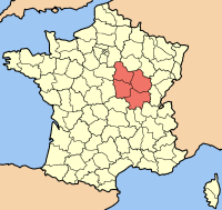 Map of France highlighting the Region of Burgundy