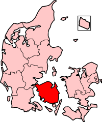 Location of Funen/Fyn in Denmark