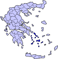 Location of Cyclades Prefecture in Greece