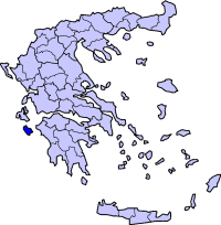 Location of Zakynthos Prefecture in Greece