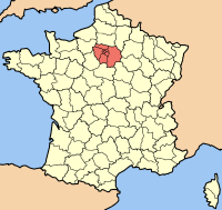 Map of France highlighting the Region of Île-de-France