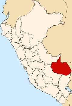 Location of the Madre de Dios region in Peru