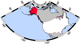 Map with Alaska highlighted