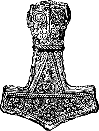 Drawing of a Mjolnir pendant found at Bredsätra, Öland, Sweden