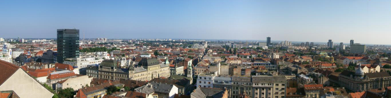 Old Zagreb downtown panorama, looking from Zagreb Funicular on Gornji Grad.