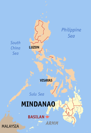 Map of the Philippines with Basilan highlighted