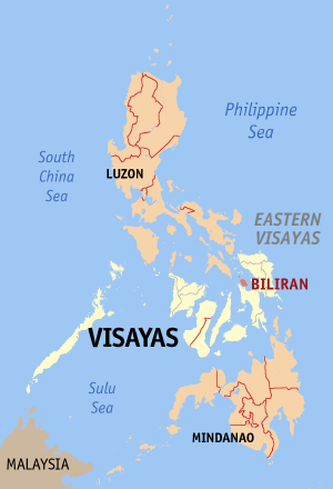 Map of the Philippines with Biliran highlighted