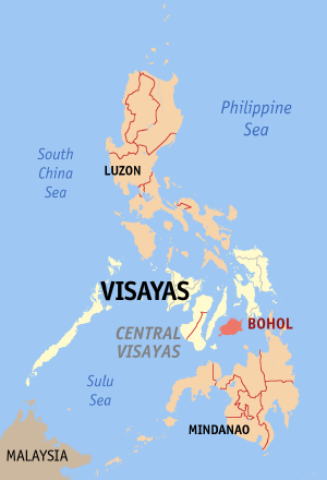 Map of the Philippines with Bohol highlighted