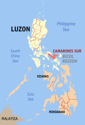 Map of the Philippines with Camarines Sur highlighted