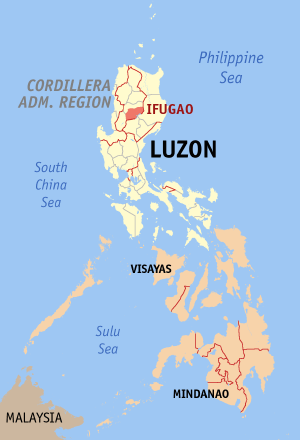 Map of the Philippines with Ifugao highlighted