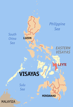 Map of the Philippines with Leyte highlighted