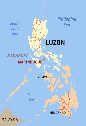 Map of the Philippines with Marinduque highlighted