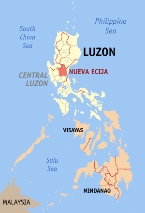 Map of the Philippines with Nueva Ecija highlighted