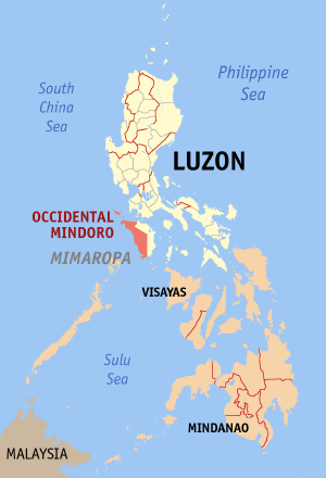 Map of the Philippines with Occidental Mindoro highlighted