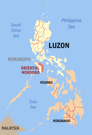 Map of the Philippines with Oriental Mindoro highlighted